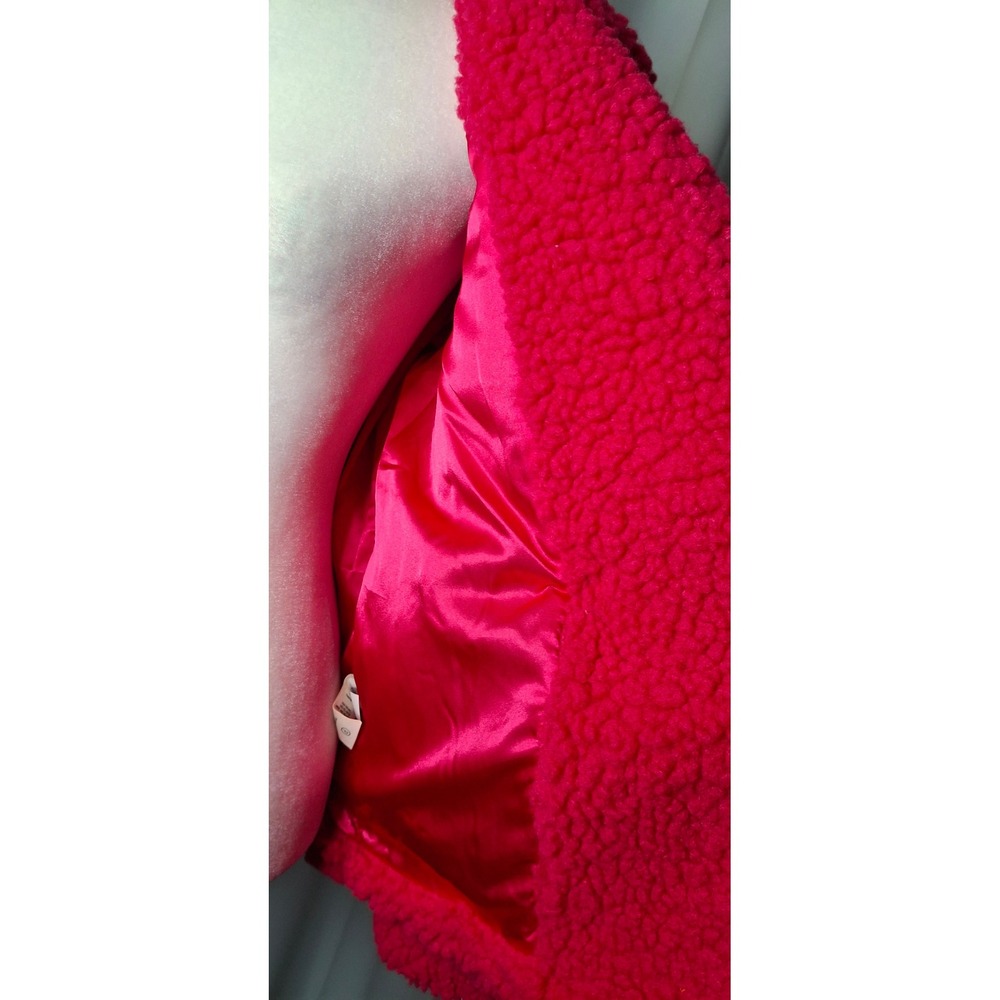 UGG Gertrude Short Teddy Faux Shearling Coat Jacket PINK Cerise Size XS - Picture 7 of 13